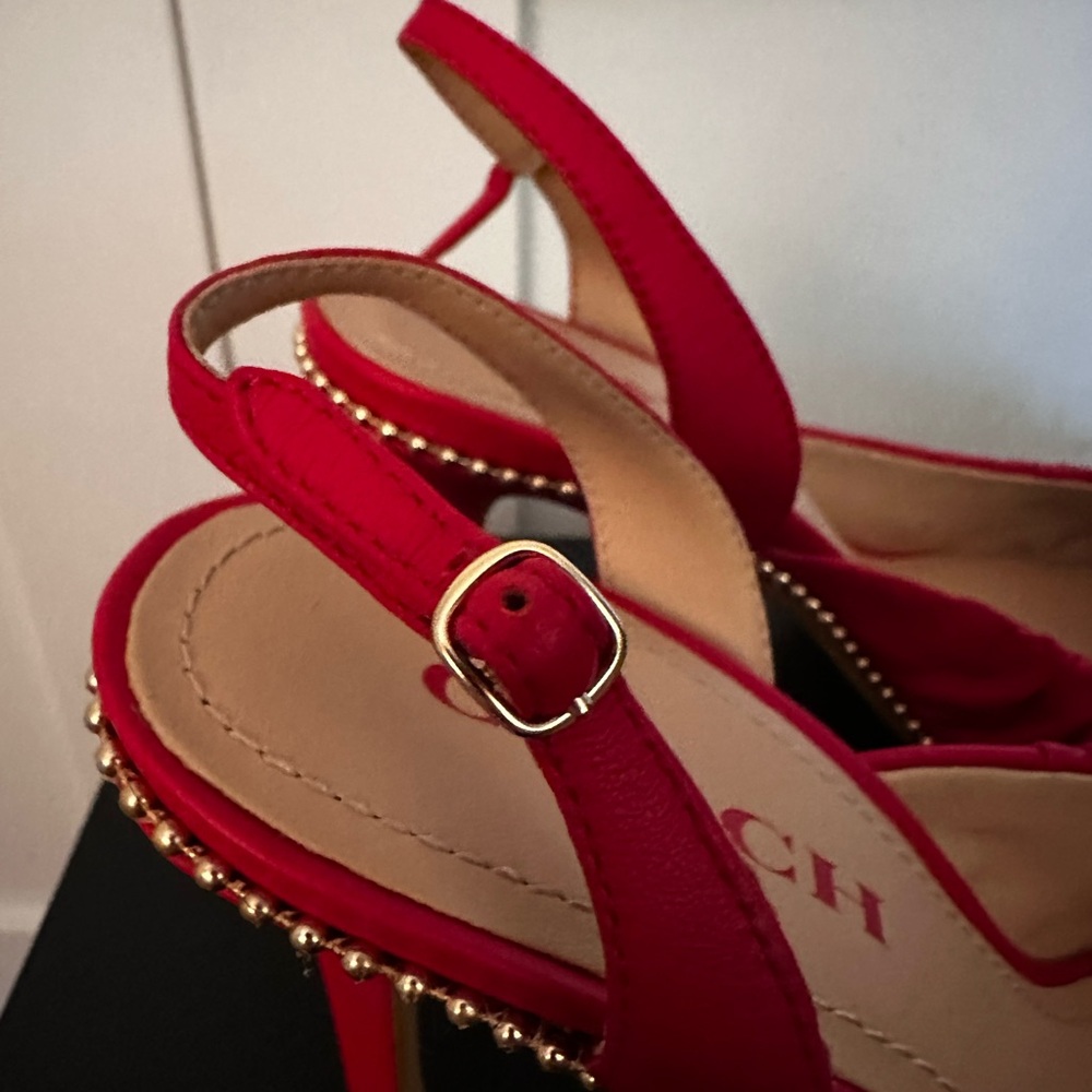 Coach Wionna size 8.5 red leather sling back pumps—excellent condition! - Picture 8 of 11